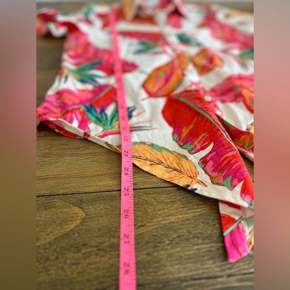 NINE WEST Farm Rio vibes Tropical Tie-Front Button Down Shirt - Picture 13 of 14